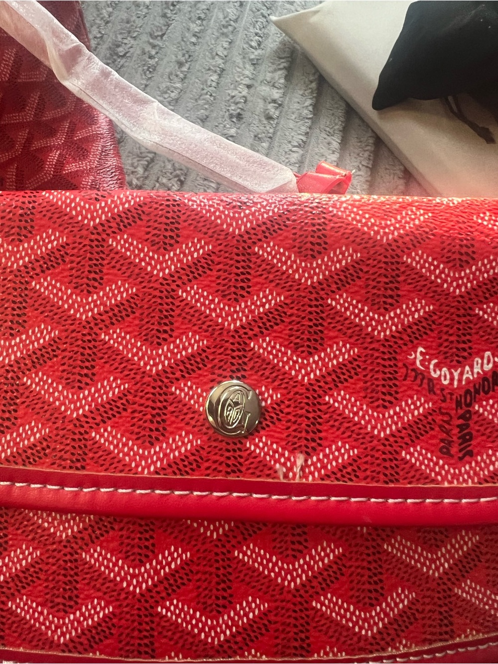 Red Patterned Tote with Matching Pouch - Picture 2 of 6